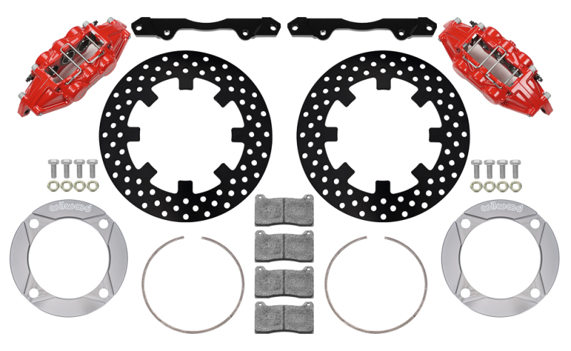 Wilwood 2014+ Polaris RZR XP 1000 Front Kit 11.25in Drilled - Red - 140-16632-DR