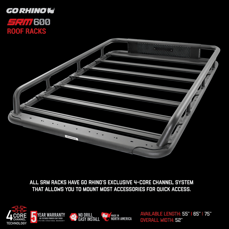 Go Rhino SRM 600 Basket Style Roof Rack 55in. - Tex. Blk - 5936055T