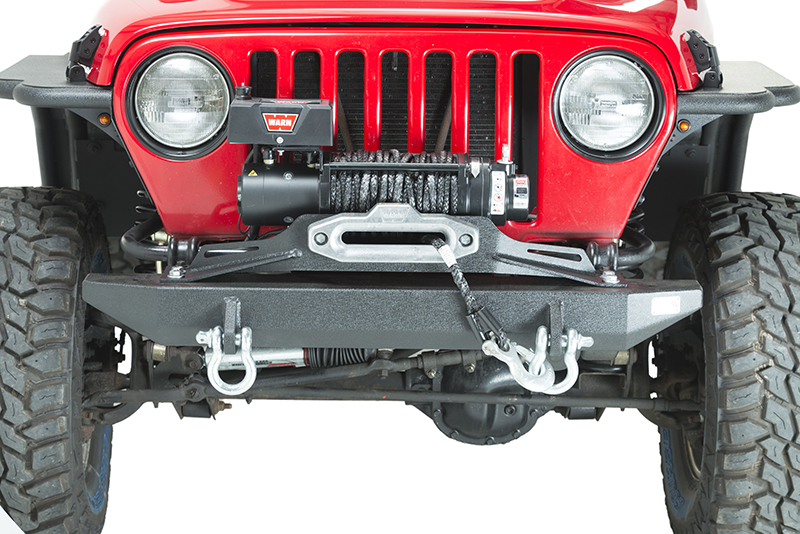 Fishbone Offroad 97-06 Jeep Wrangler TJ Rubicon Front Bumper - Blk Txtrd Powdercoat Piranha Series - FB22049