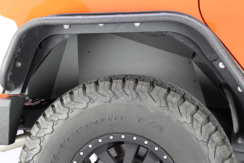 Fishbone Offroad 07-18 Jeep Wrangler JK Aluminum Rear Inner Fenders - Black Powercoat - FB33007R