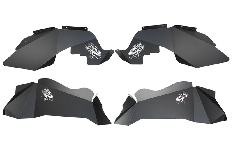 Fishbone Offroad 07-18 Jeep Wrangler JK Logo Aluminum Inner Fenders - Black Powdercoat - FB33073