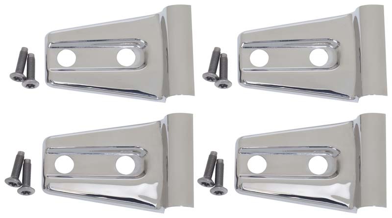 Kentrol 07-18 Jeep Wrangler JK Door Hinge Overlays 4 Pieces 2 Door - Polished Silver - 30020