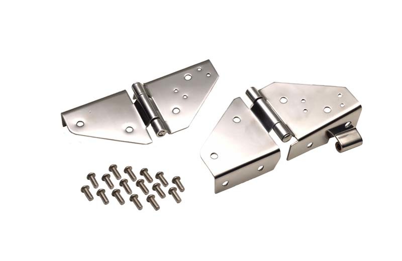 Kentrol 76-95 Jeep CJ/Wrangler YJ Windshield Hinge Pair - Polished Silver - 30403