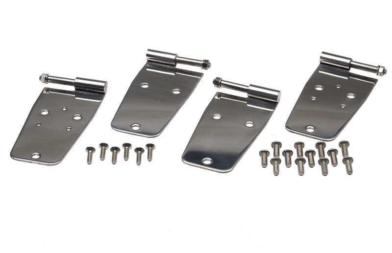 Kentrol 76-93 Jeep CJ/Wrangler YJ Door Hinge Set 4 Pieces - Polished Silver - 30420