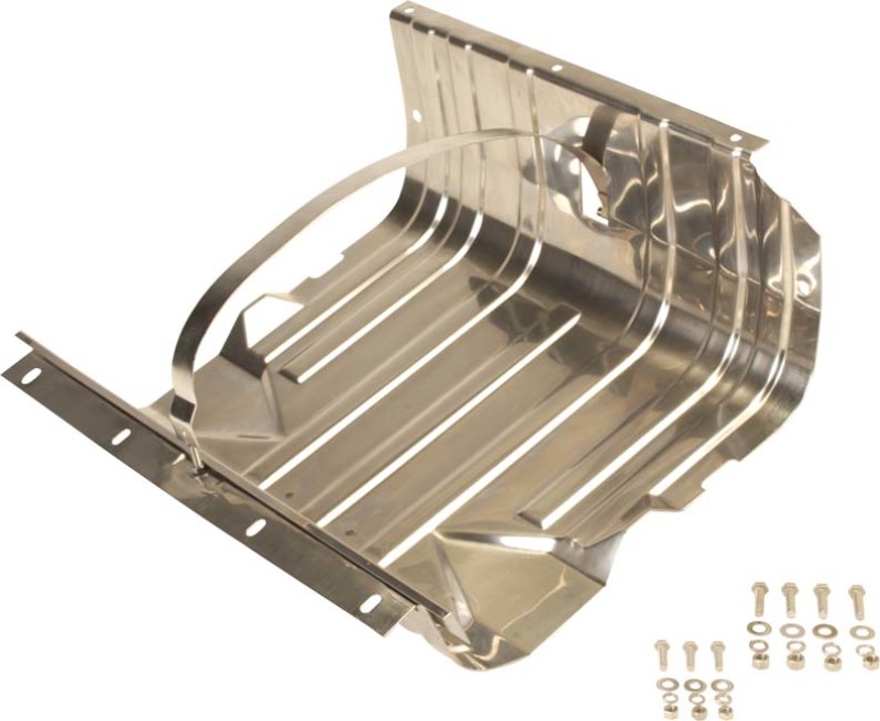 Kentrol 76-90 Jeep CJ/Wrangler YJ Gas Tank Skid Plate with strap - Polished Silver - 30539