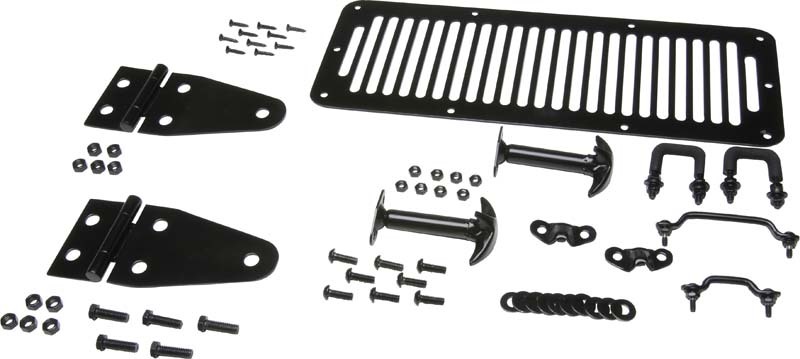 Kentrol 78-95 Jeep CJ/Wrangler YJ Hood Kit - Powdercoat Black - 50470