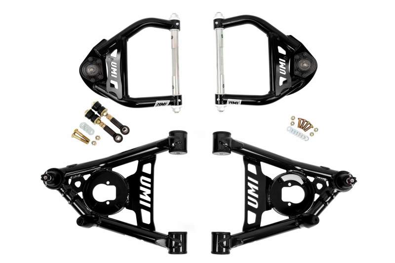 UMI Performance 64-72 GM A-Body Tubular Upper & Lower Front A-Arm Kit - Black - 403133-B