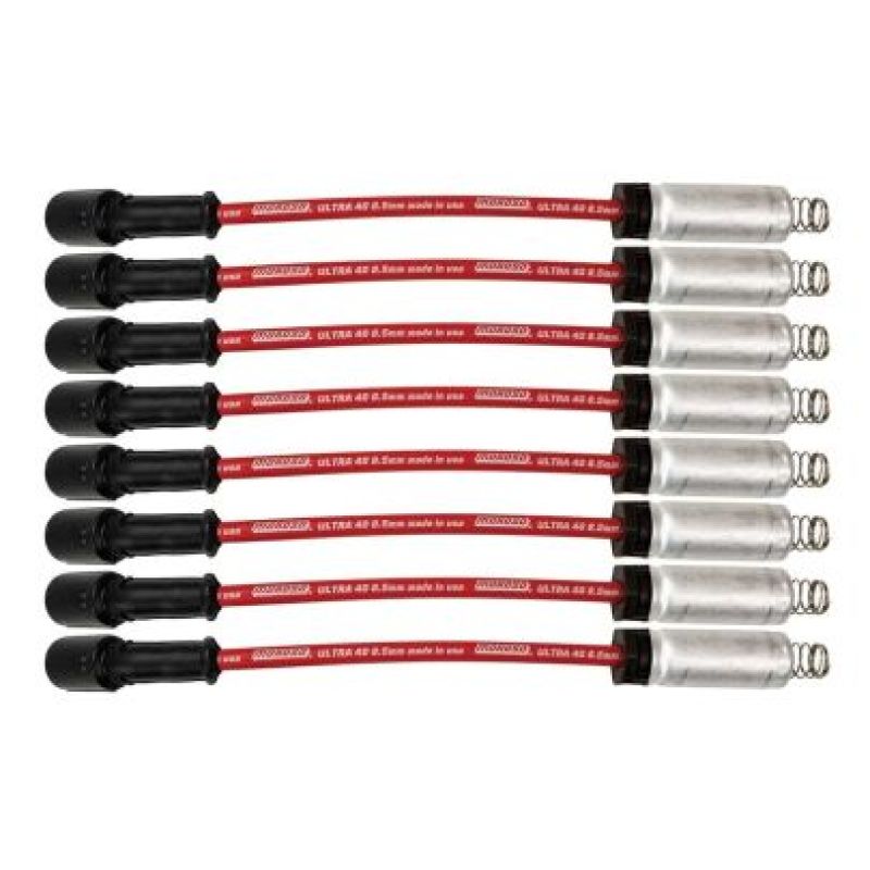 Moroso GM LS/LT 8.5mm Ultra 40 11in Long Wire Set w/Alum Heatshield - Red - 73742