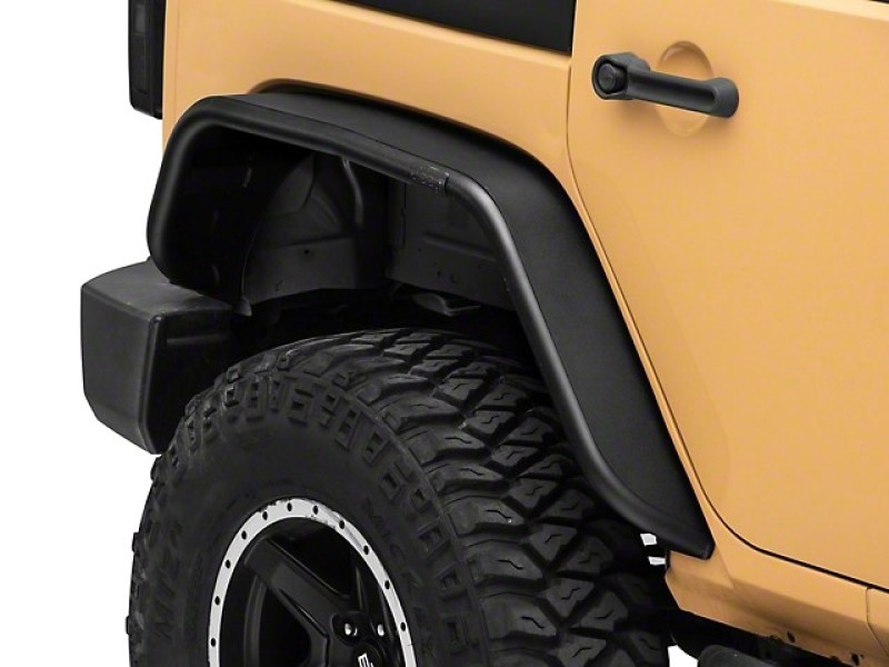 Officially Licensed Jeep 07-18 Jeep Wrangler JK Tubular Fender Flares w/ Jeep Logo- Rear - OLJJ164977