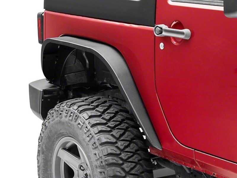 Officially Licensed Jeep 07-18 Jeep Wrangler JK Slim Fender Flares w/ Jeep Logo- Rear - OLJJ164979