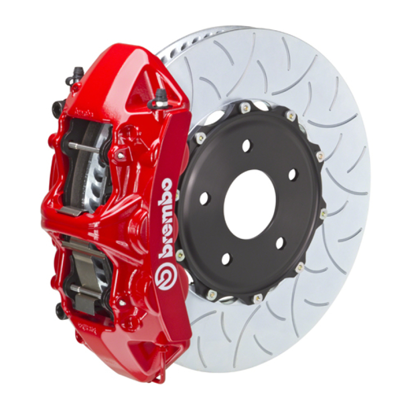 Brembo 15-19 VW Golf R/15-20 Audi S3 Front GT BBK 6 Piston Cast 350x34 2pc Rotor Slotted Type3- Red - 1N3.8010A2