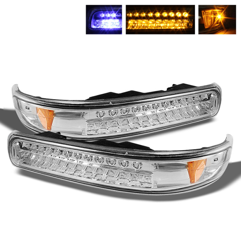 Xtune Chevy Silverado 99-02 LED Amber Bumper Lights Chrome CBL-CS99-LED-E - 5014573