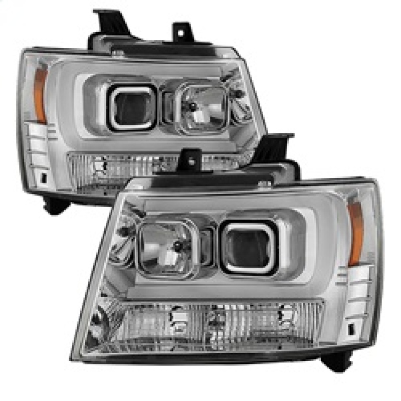 Spyder 5082572 DRL LED Projector Headlights; V2; Chrome For 07-14 Chevy Tahoe