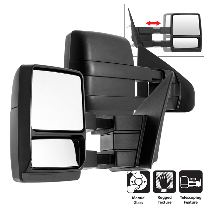 Xtune 9935350 Pair For Ford SuperDuty 04-14 MANUAL Telescoping Mirrors NEW
