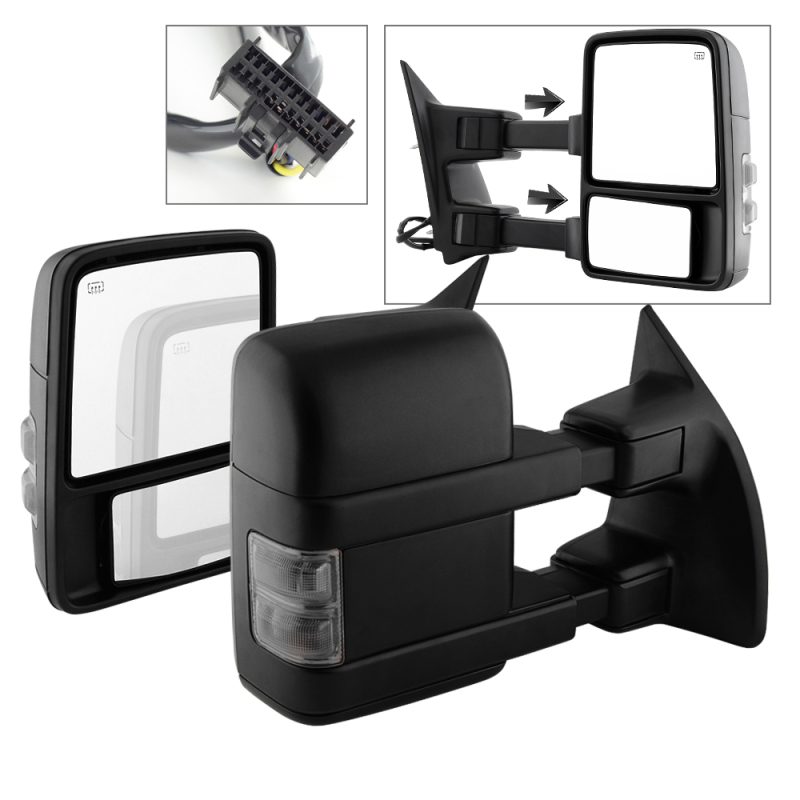XTune 9935831 Door Mirror Set, Manual Extendable, Power Heated/Adjustable