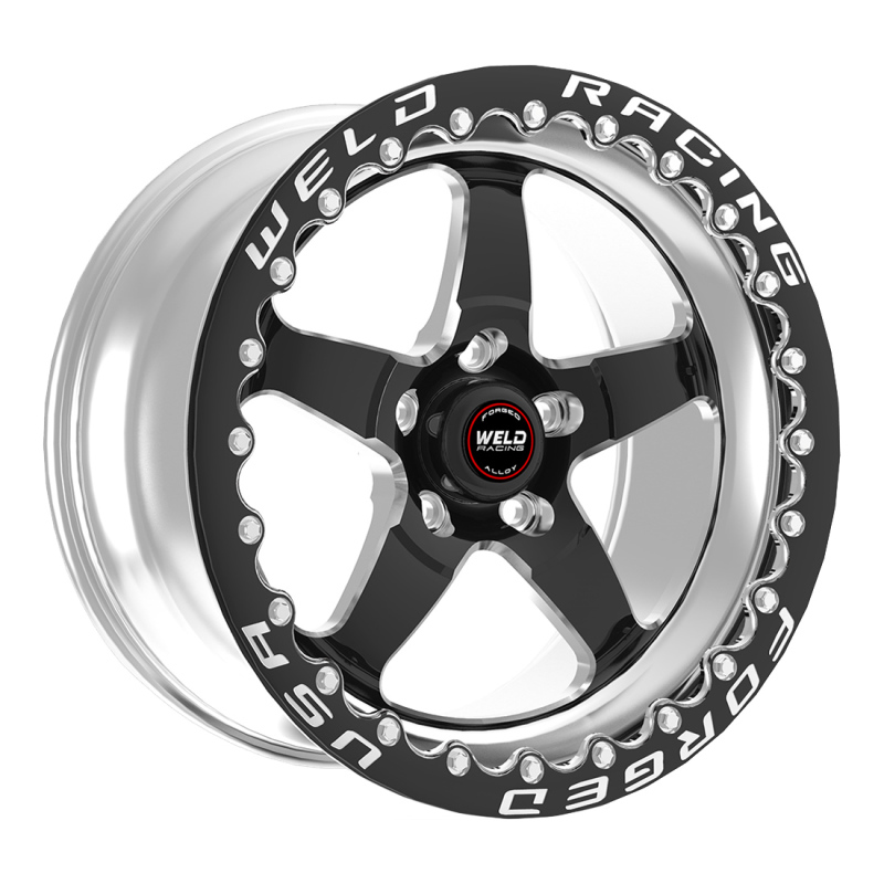 Weld S71 15x11.33 / 5x115 Conical Lug / 6.5in BS Black Wheel 3.18in ID (Medium) - Single Beadlock - 71MB-511W65F