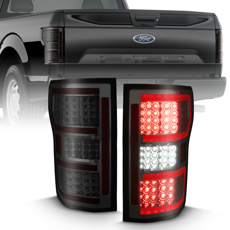 ANZO 2018-2019 Ford F-150 LED Taillight Smoke (Red Light Bar) (w/ Sequential) - 311315
