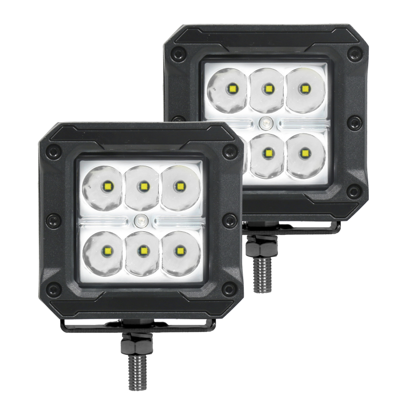 Go Rhino Xplor Bright Series Cube LED Spot Light Kit (Surface/Threaded Stud Mount) 3x3 - Blk (Pair) - 751803023SCS