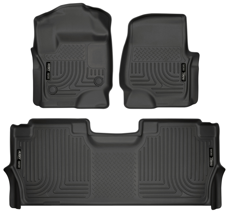 Husky Liners 17-19 F-250/F-350/F-450 Crew Cab Weatherbeater Black Front & 2nd Seat Floor Liners - 94061