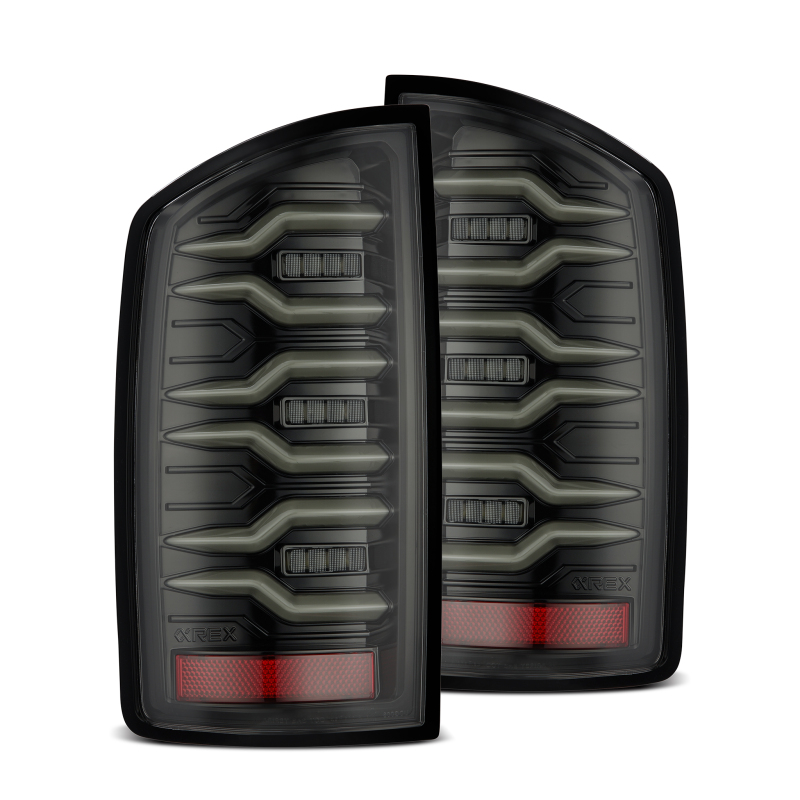 AlphaRex 07-08 Dodge Ram1500/07-09 Dodge Ram 2500+3500 Luxx-Series LED Tail Lights(Pair) Alpha Black - 641050