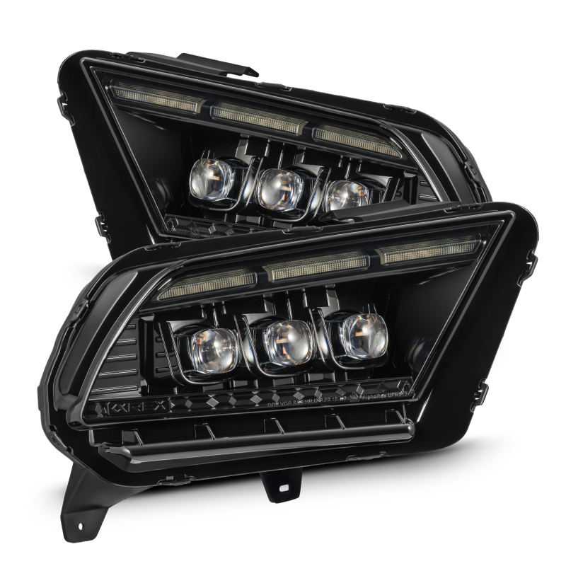 AlphaRex 13-14 Ford Mustang NOVA LED Proj Headlights Alpha-Blk w/Actv Light & Seq.Sig / SB DRL - 880488