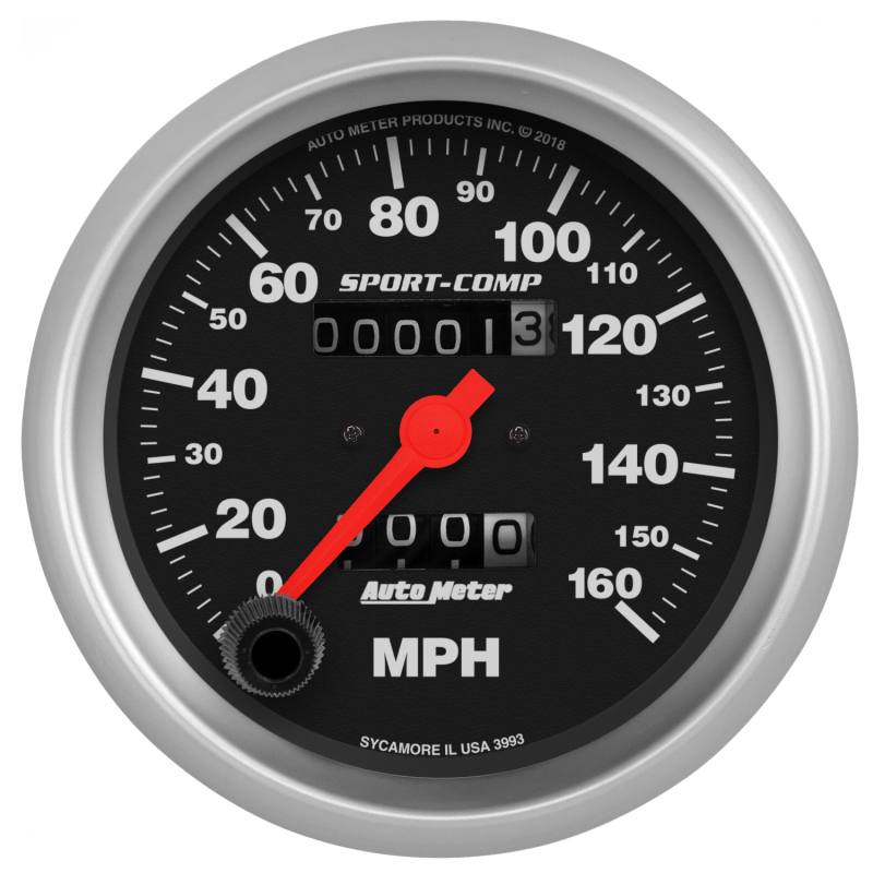 AutoMeter Sport-Comp Speedometer Gauge 3-3/8in. - 0-160MPH - Mechanical - In-Dash - 3993