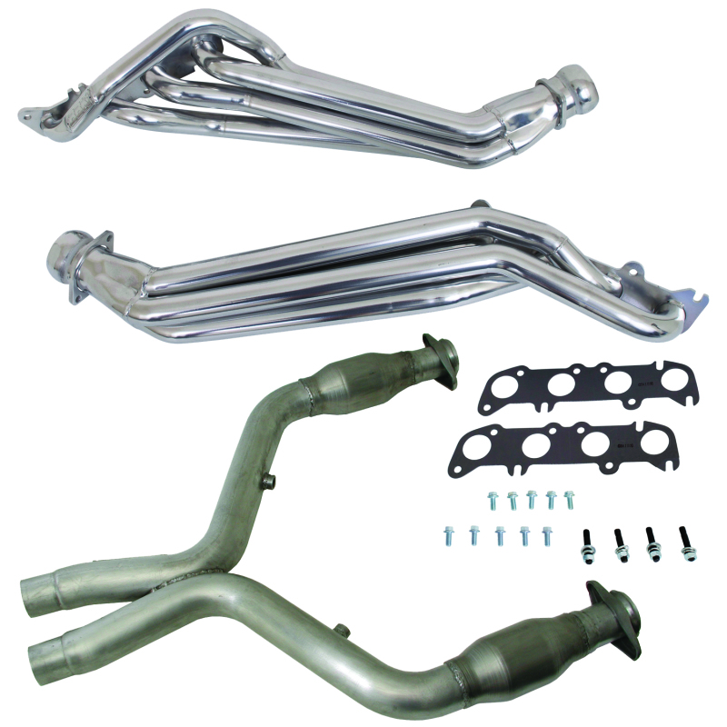 BBK 11-14 Ford Mustang GT 1-3/4 Long Tube Headers w/High Flow Catted Mid Pipe (Silver Ceramic) - 16333