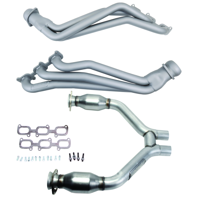 BBK 15-17 Ford Mustang V6 1-3/4 Long Tube Headers w/High Flow Catted H Pipe (Ti Ceramic) - 16423
