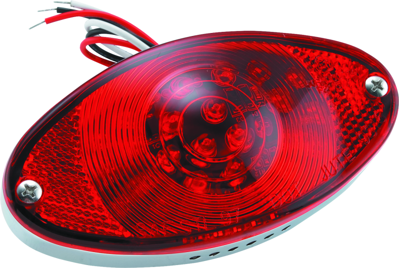 Bikers Choice Chrome LED Cateye Taillight Red Lens DOT Universal - 489649