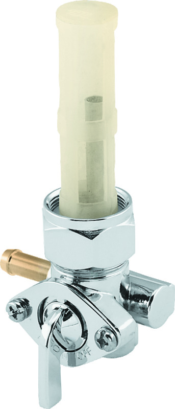 Bikers Choice Chrome 22MM Petcock With Screen Left Outlet Custom Universal - 489716
