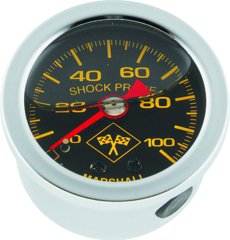 Bikers Choice 0-100 PSI Oil Pressure Gauge Black Face Stainless Bezel Liquid Filled Universal Custom - 496458