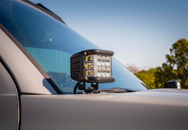 Cali Raised 10-24 Toyota 4Runner Low Profile Led Ditch Light Brackets Kit - Brackets W/3X2 18W Amber - CR2496