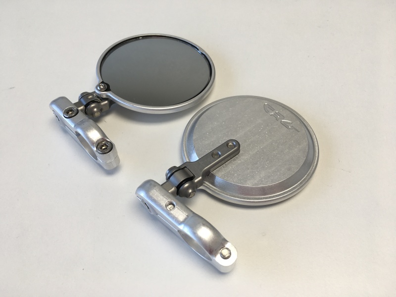 CRG Hindsight Folding 3 in. Round Bar-End Mirror Right - Silver - HSLS-201-R