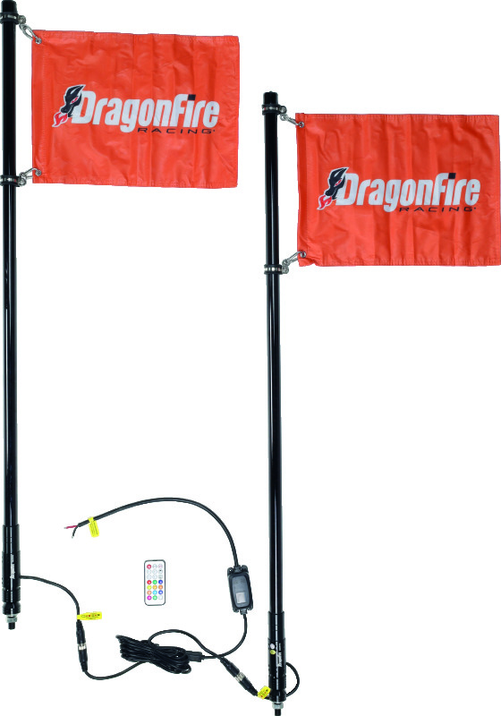 DragonFire Racing Whips - 4ft Spiral LED Black Pair - 522807