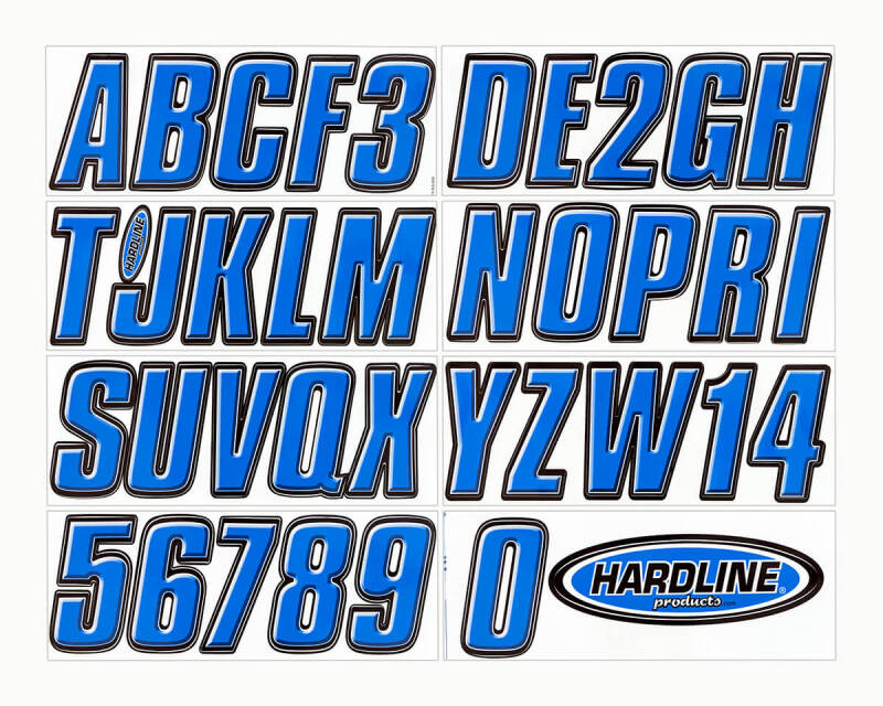 Hardline Boat Lettering Registration Kit 3 in. - 800 Blue/Black - BLBLK800