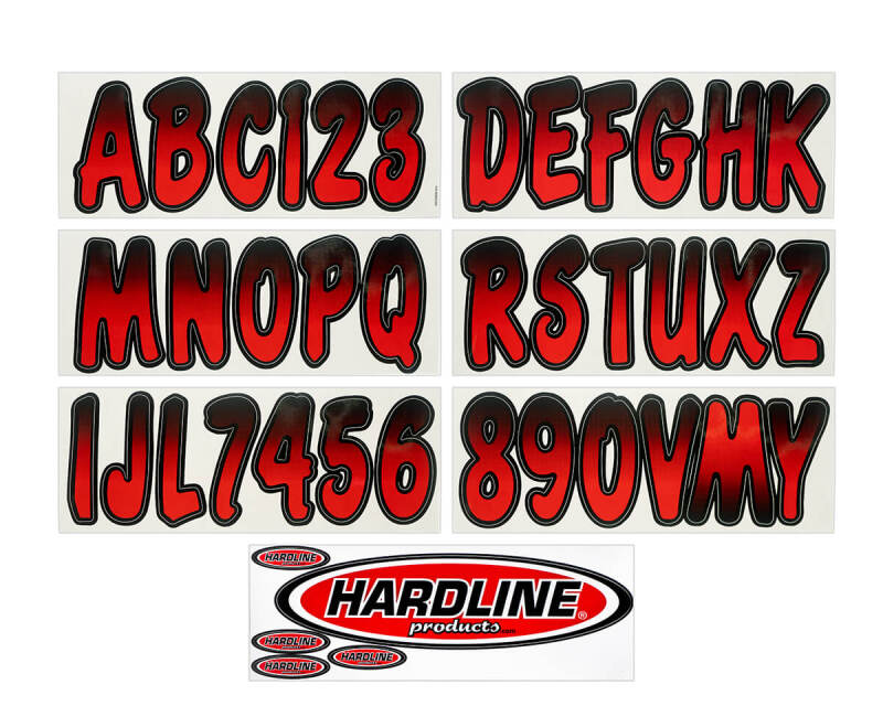 Hardline Boat Lettering Registration Kit 3 in. - 200 Red/Black - REBKG200
