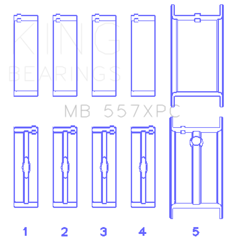 King General Motors 262/ 267/ 302/ 307/ 327/ 350 (Size STDX) pMaxBlack Coated Main Bearing Set - MB557XPCSTDX