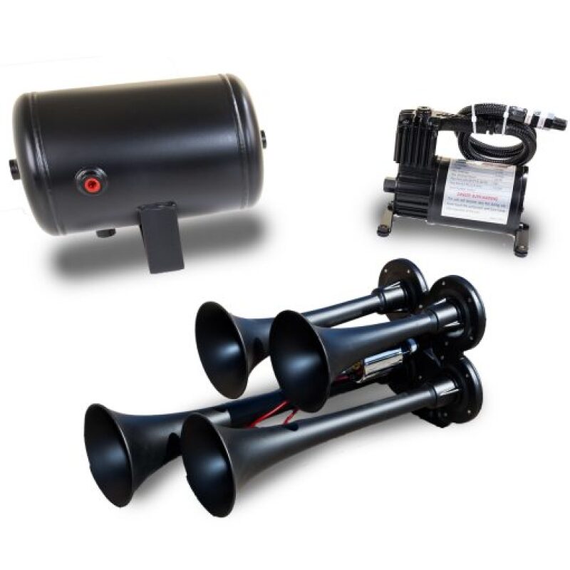 Kleinn Quad Black Horn Kit w/ 130 PSI Air Compressor / 1.0 gal Air Tank - HK4-1