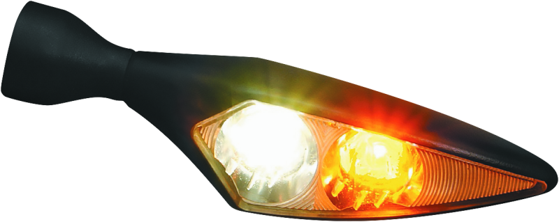 Kuryakyn Rhombus Front Right White/Amber Satin Black - 2541