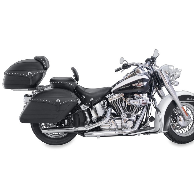 Mustang 06-17 Harley Softail Wide Tire (200mm) Wide Touring Recessed Passenger Seat w/Studs - Black - 79533