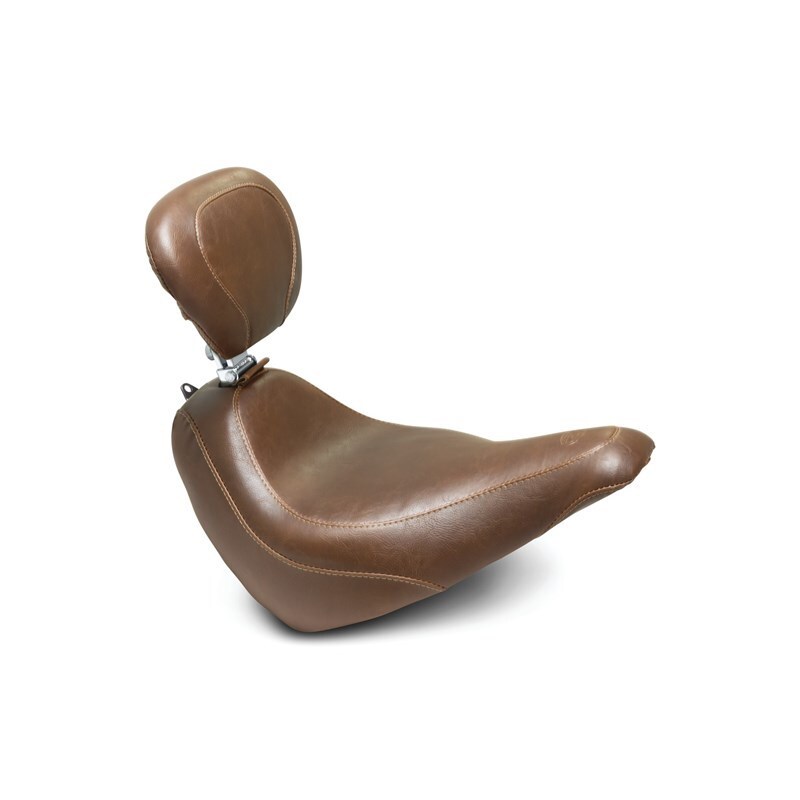 Mustang 18-21 Harley Street Bob Wide Tripper Solo Seat w/ Driver Backrest - Brown - 83028