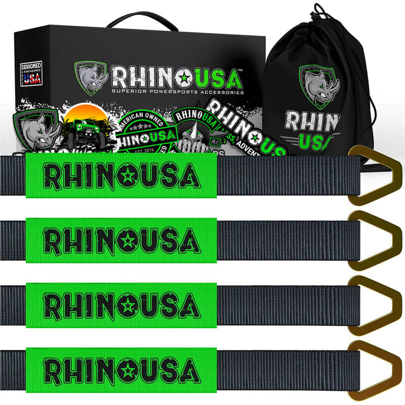 Rhino USA Axle Tie Down Straps (4-Pack) 2In X 38In - Black - RNO-AXLESTRAPS