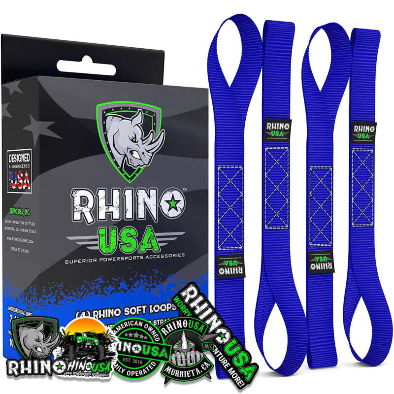 Rhino USA Soft Loops Motorcycle Tie-Down Set 4-Pack Blue - SOFT4PACK-BLU