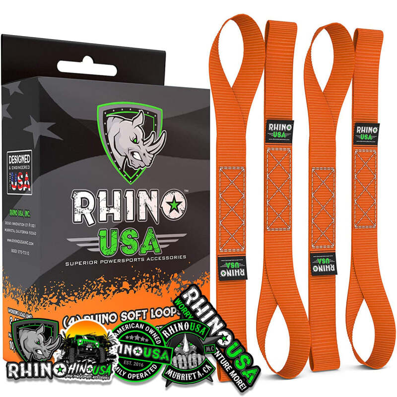 Rhino USA Soft Loops Motorcycle Tie-Down Set 4-Pack Orange - SOFT4PACK-ORG