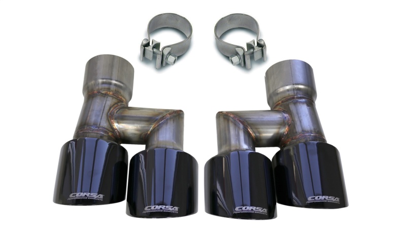 Corsa 21038BLK Twin 4.0in. Black PVD Pro-Series Tip Kit NEW