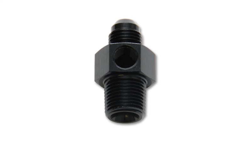 Vibrant -8AN Male to 3/8in NPT Male Union Adapter Fitting w/ 1/8in NPT Port - 16498