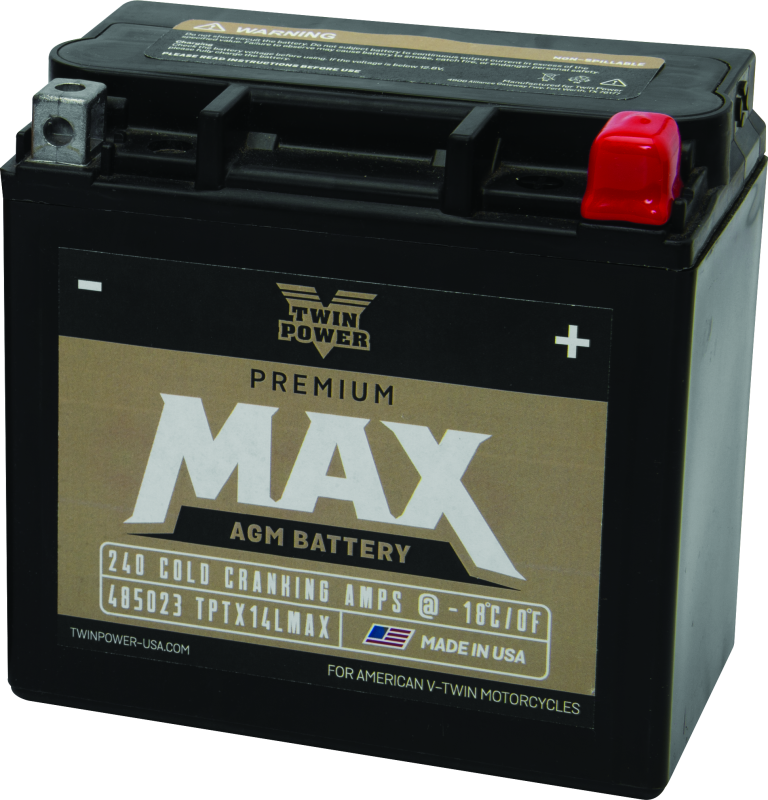Twin Power GYZ-16HL Premium MAX Battery Replaces H-D 65958-04 Made in USA 240 CCA - 485023
