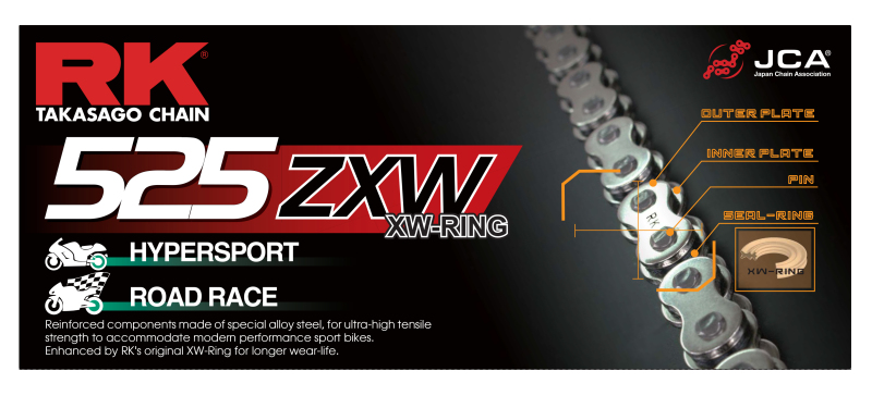 RK Chain 525ZXW-120 - Chrome - CC525ZXW-120