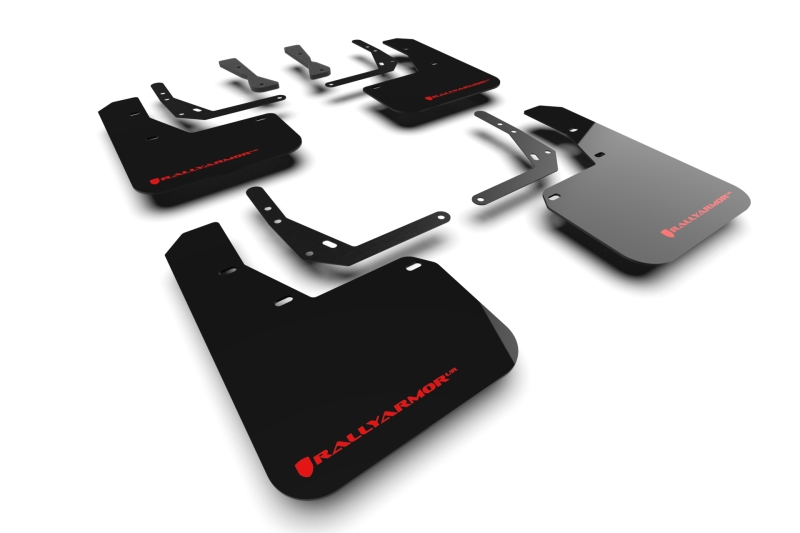 Rally Armor 24-25 Hyundai Kona N Line Black UR Mud Flap - Red Logo - MF103-UR-BLK-RD