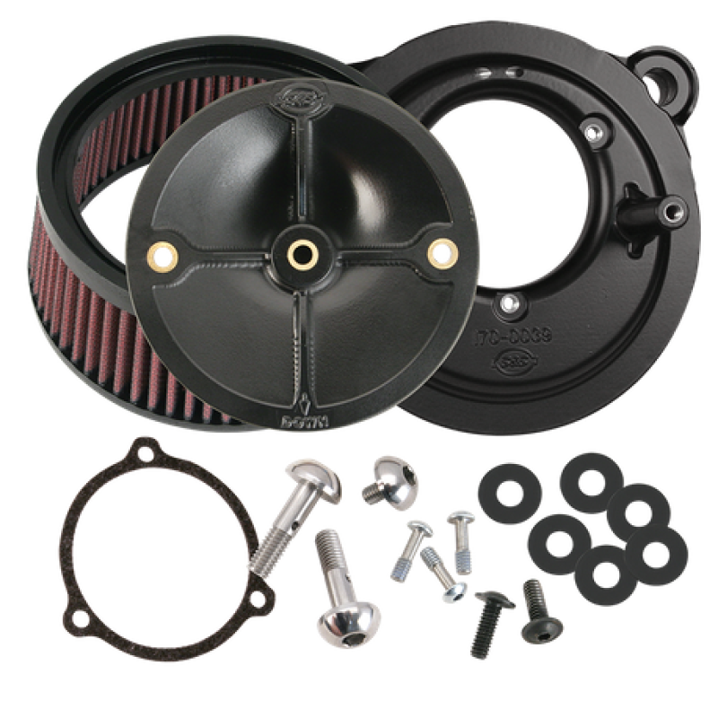 S&S Cycle 2008+ BT w/ S&S 58mm Throttle Body Stealth Air Cleaner Kit w/o Cover - 170-0164